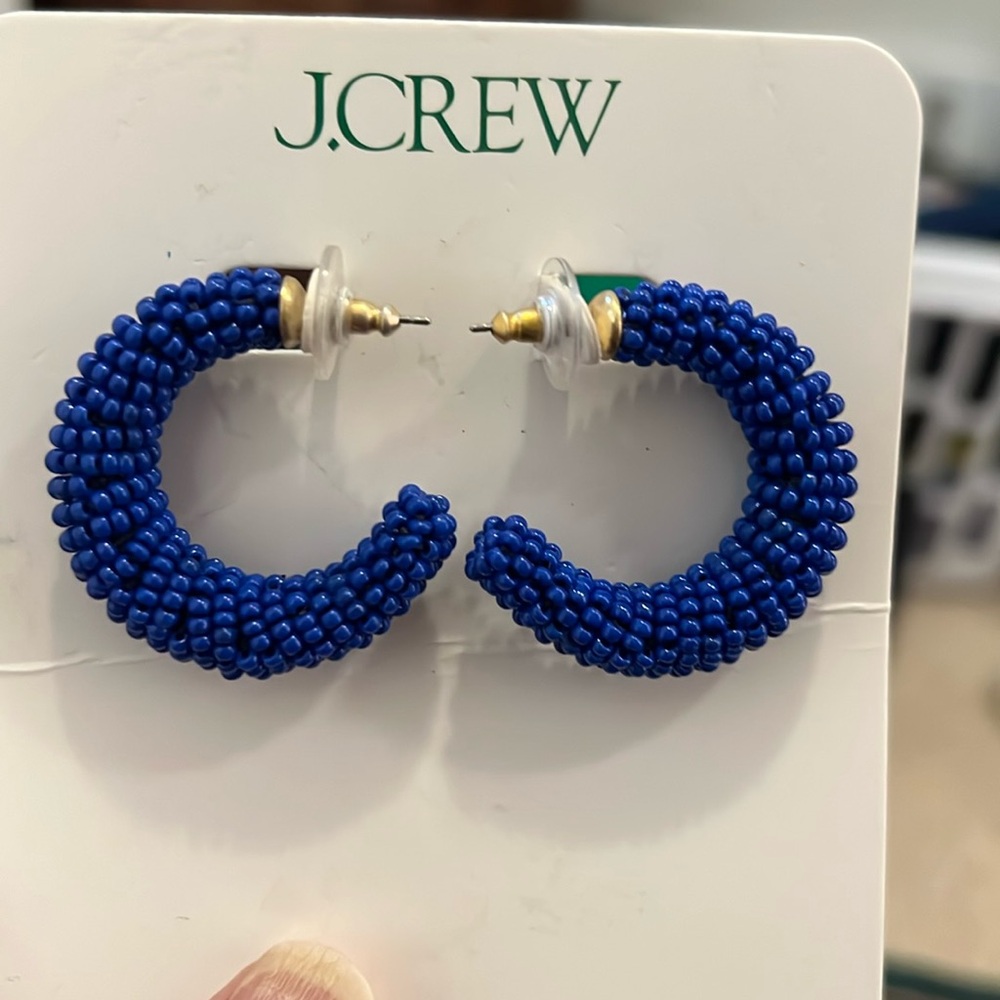 J CREW Chunky beaded hoop earrings